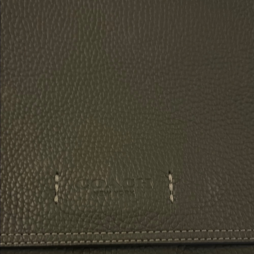 Coach Green Leather Messenger Bag with Pebbled Texture
